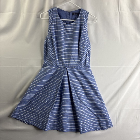 GAP Dresses & Skirts - Gap Women's Small Blue Striped Back Zip Up Size 4 Sleeveless Dress Casual